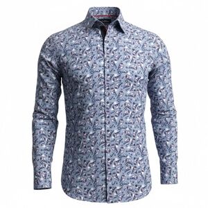 NWT Ethan Williams Men's M Blue Gray Paisley Print Long Sleeve Button Down Shirt